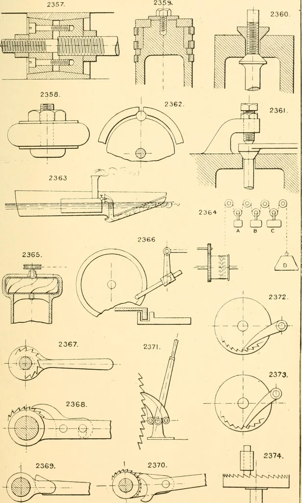 An illustration from The engineer's sketch-book of mechanical movements, devices, appliances, contrivances and details employed in the design and construction of machinery for every purpose;, 1902, leaf 307