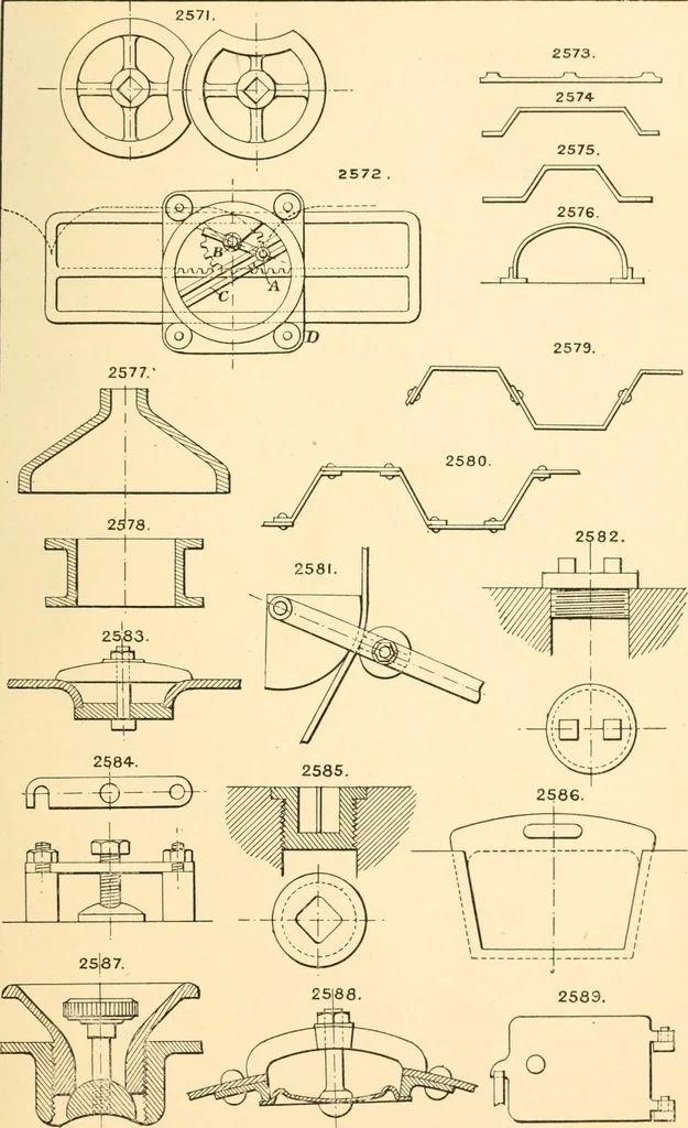 An illustration from The engineer's sketch-book of mechanical movements, devices, appliances, contrivances and details employed in the design and construction of machinery for every purpose;, 1902, leaf 339