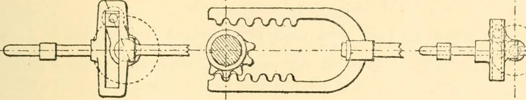 An illustration from The engineer's sketch-book of mechanical movements, devices, appliances, contrivances and details employed in the design and construction of machinery for every purpose;, 1902, leaf 65