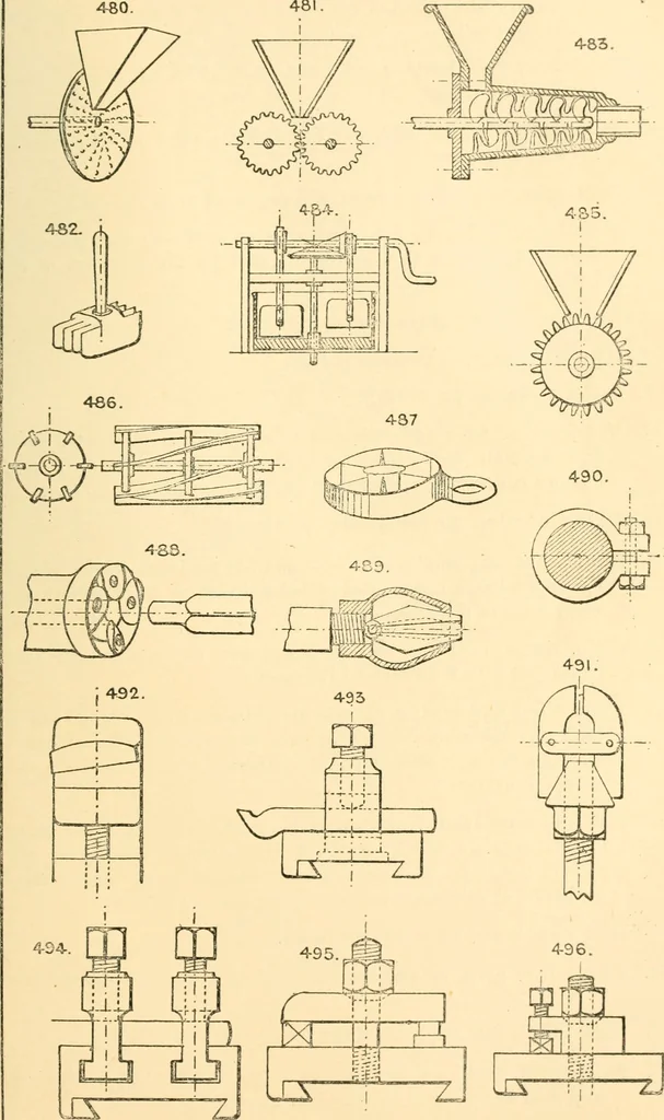 An illustration from The engineer's sketch-book of mechanical movements, devices, appliances, contrivances and details employed in the design and construction of machinery for every purpose;, 1902, leaf 75