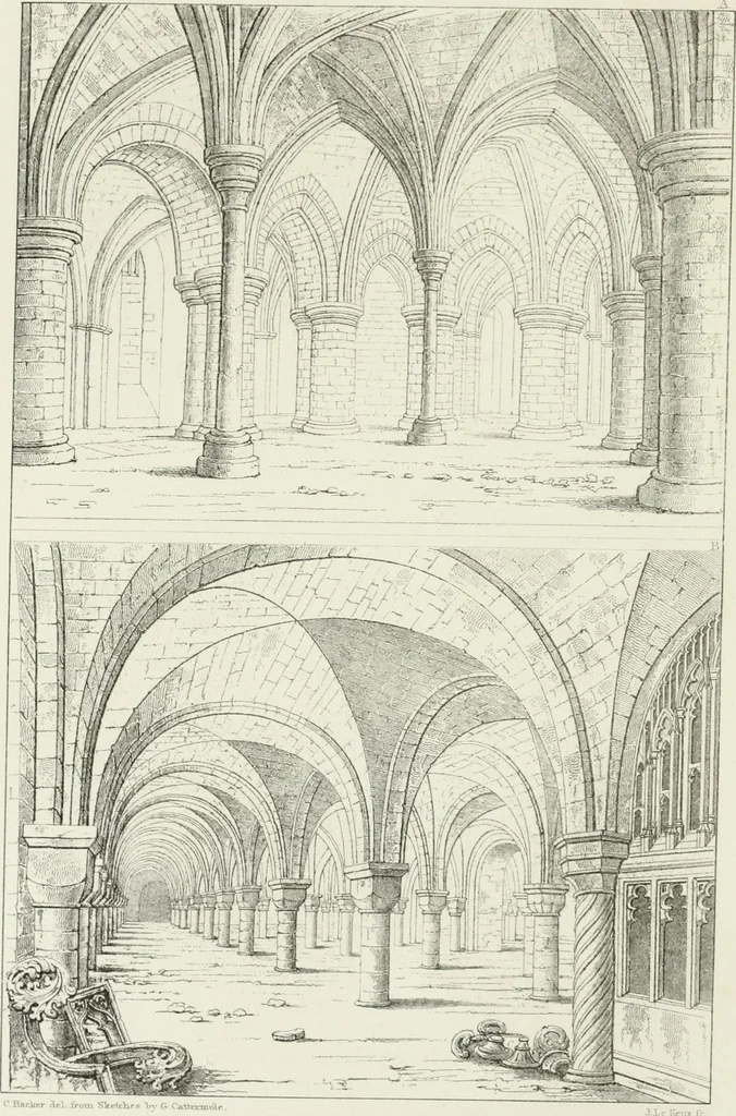 An illustration from An attempt to discriminate the styles of architecture in England : from the Conquest to the Reformation : with a sketch of the Grecian and Roman orders, 1862, leaf 199