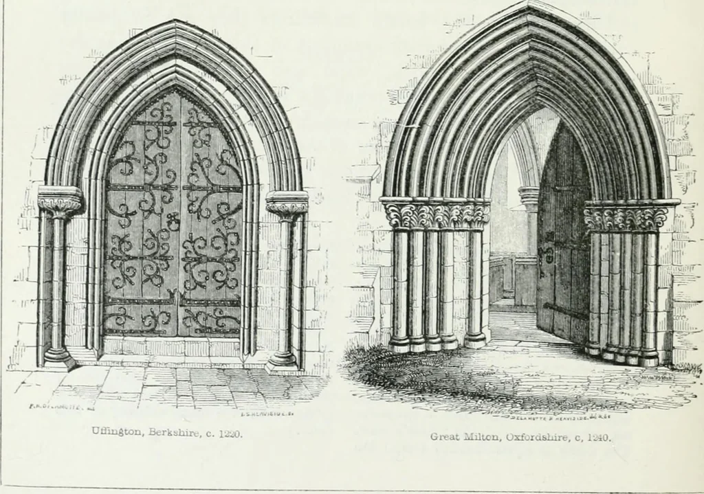 An illustration from An attempt to discriminate the styles of architecture in England : from the Conquest to the Reformation : with a sketch of the Grecian and Roman orders, 1862, leaf 219