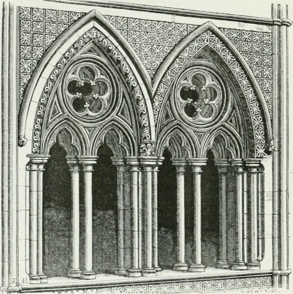 An illustration from An attempt to discriminate the styles of architecture in England : from the Conquest to the Reformation : with a sketch of the Grecian and Roman orders, 1862, leaf 231