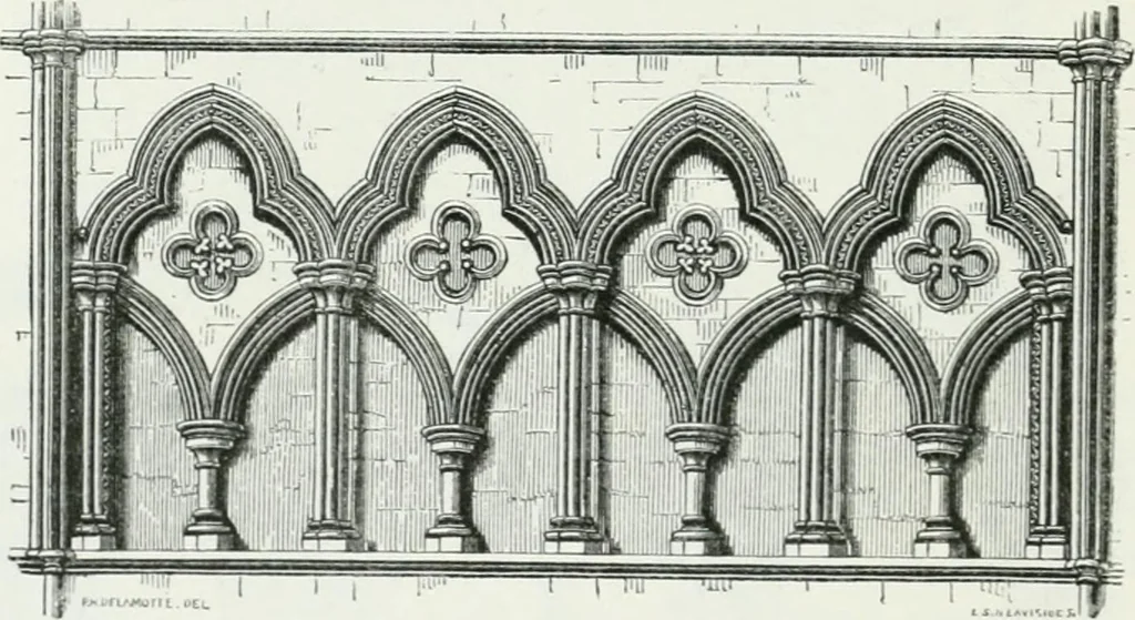 An illustration from An attempt to discriminate the styles of architecture in England : from the Conquest to the Reformation : with a sketch of the Grecian and Roman orders, 1862, leaf 233