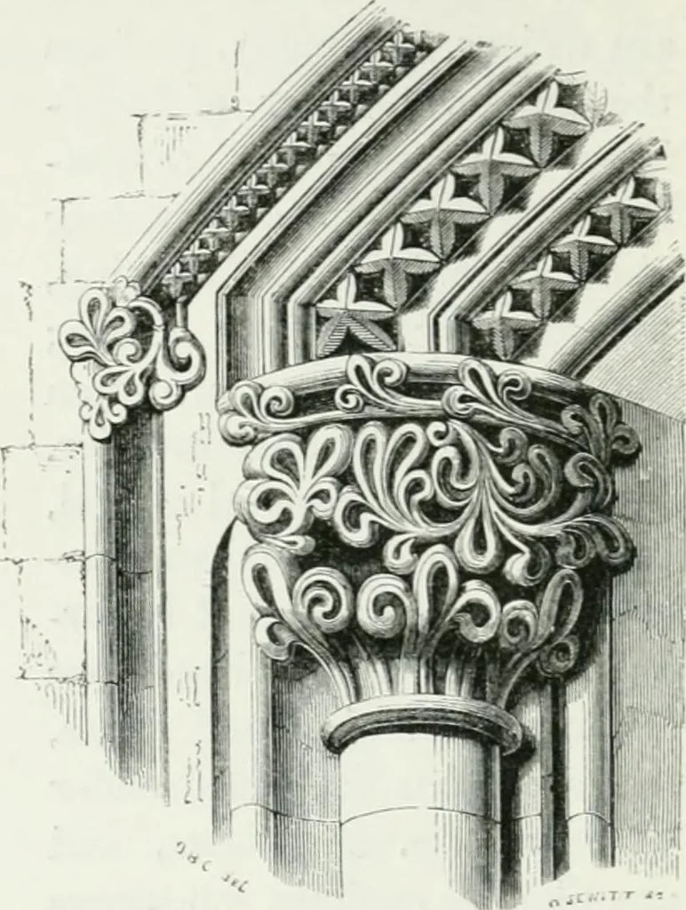 An illustration from An attempt to discriminate the styles of architecture in England : from the Conquest to the Reformation : with a sketch of the Grecian and Roman orders, 1862, leaf 239
