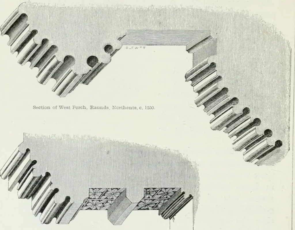 An illustration from An attempt to discriminate the styles of architecture in England : from the Conquest to the Reformation : with a sketch of the Grecian and Roman orders, 1862, leaf 245