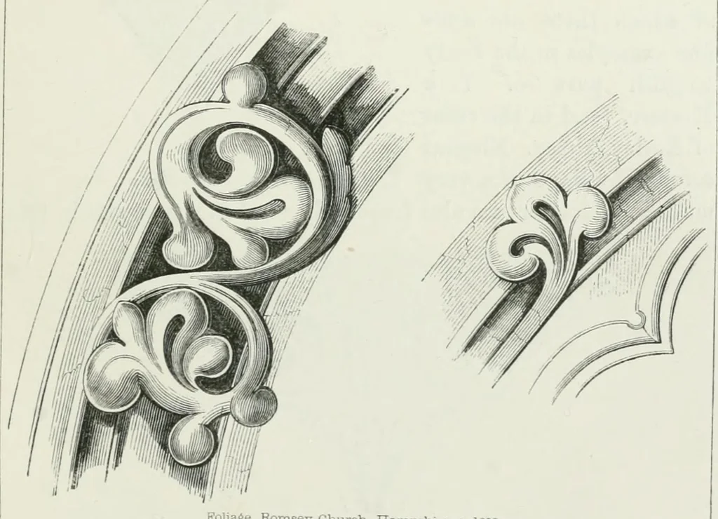 An illustration from An attempt to discriminate the styles of architecture in England : from the Conquest to the Reformation : with a sketch of the Grecian and Roman orders, 1862, leaf 250