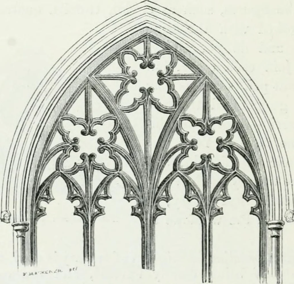 An illustration from An attempt to discriminate the styles of architecture in England : from the Conquest to the Reformation : with a sketch of the Grecian and Roman orders, 1862, leaf 319