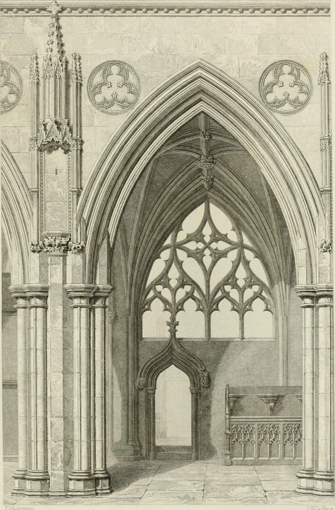An illustration from An attempt to discriminate the styles of architecture in England : from the Conquest to the Reformation : with a sketch of the Grecian and Roman orders, 1862, leaf 332