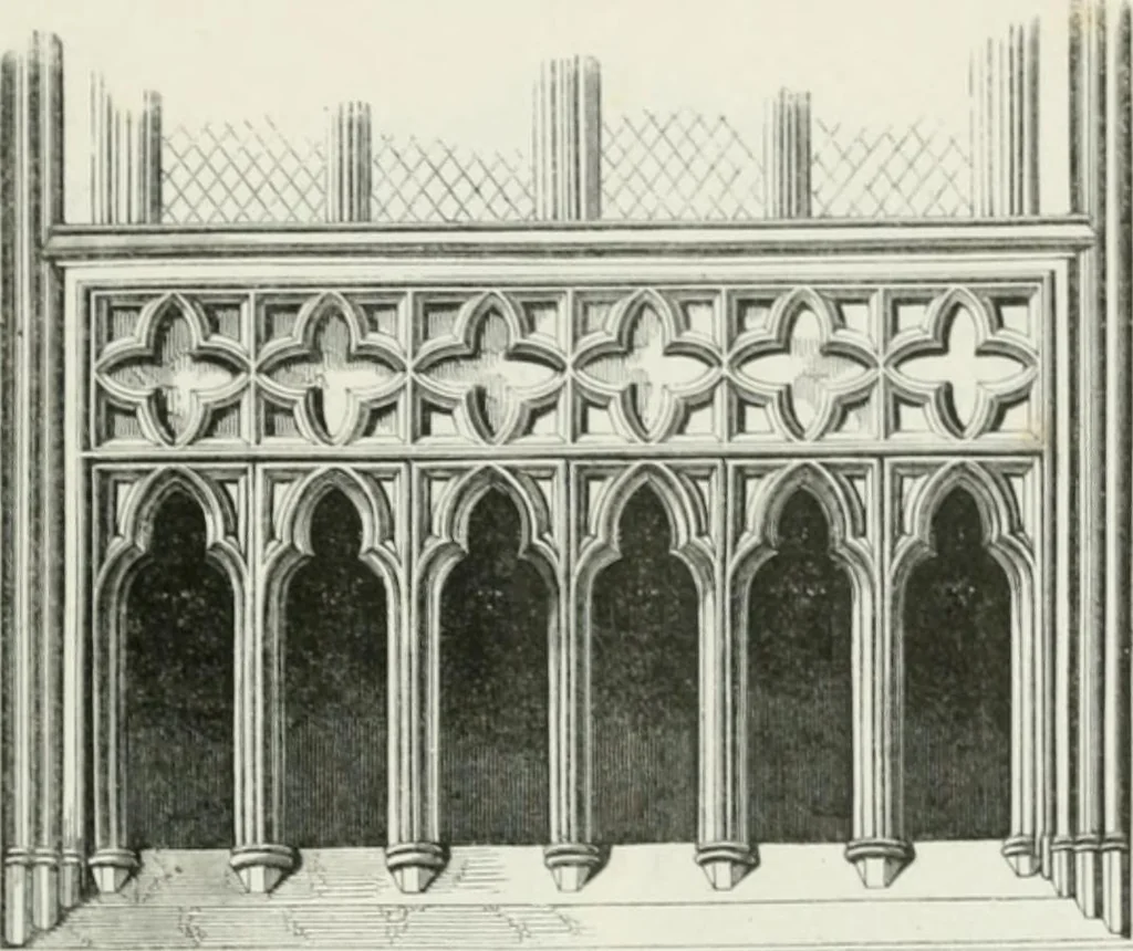 An illustration from An attempt to discriminate the styles of architecture in England : from the Conquest to the Reformation : with a sketch of the Grecian and Roman orders, 1862, leaf 334