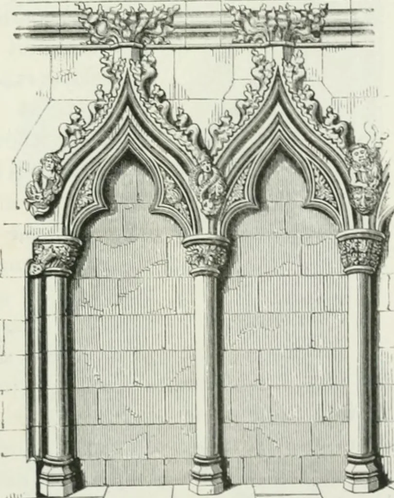 An illustration from An attempt to discriminate the styles of architecture in England : from the Conquest to the Reformation : with a sketch of the Grecian and Roman orders, 1862, leaf 334