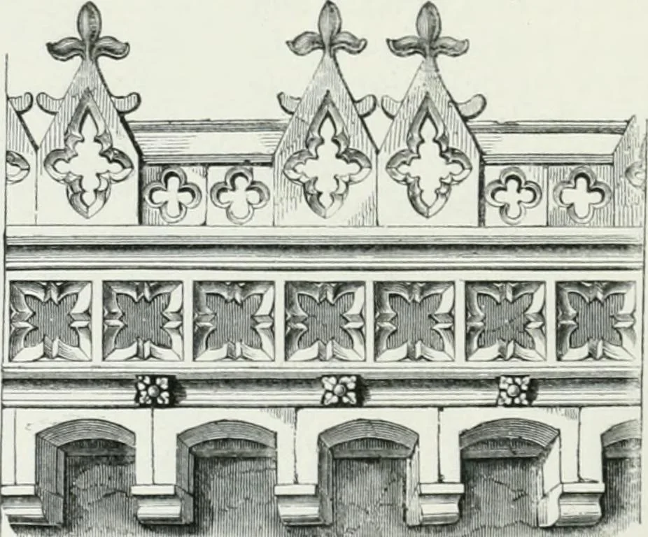 An illustration from An attempt to discriminate the styles of architecture in England : from the Conquest to the Reformation : with a sketch of the Grecian and Roman orders, 1862, leaf 455