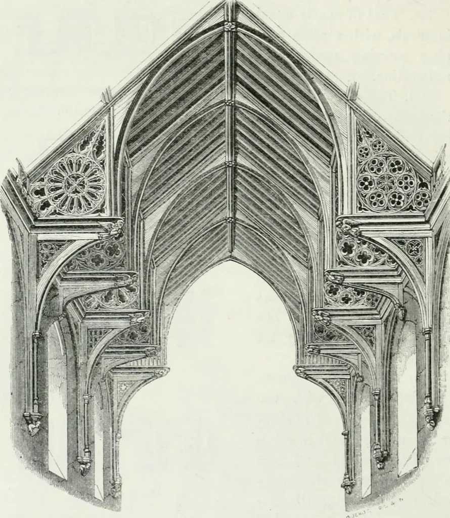 An illustration from An attempt to discriminate the styles of architecture in England : from the Conquest to the Reformation : with a sketch of the Grecian and Roman orders, 1862, leaf 457