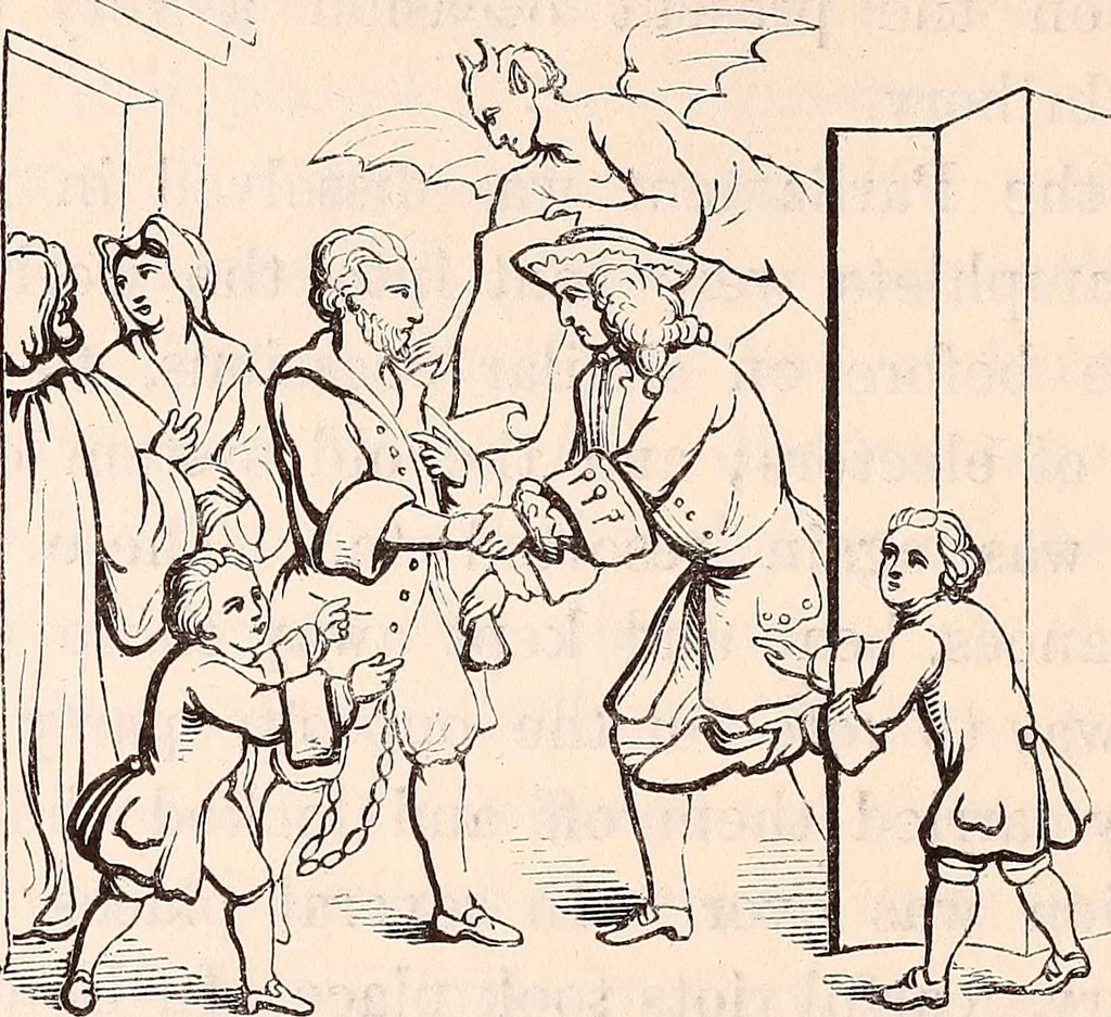 An illustration from England under the house of Hanover; : its history and condition during the reigns of the three Georges, illustrated from the caricatures and satires of the day., 1848, leaf 105