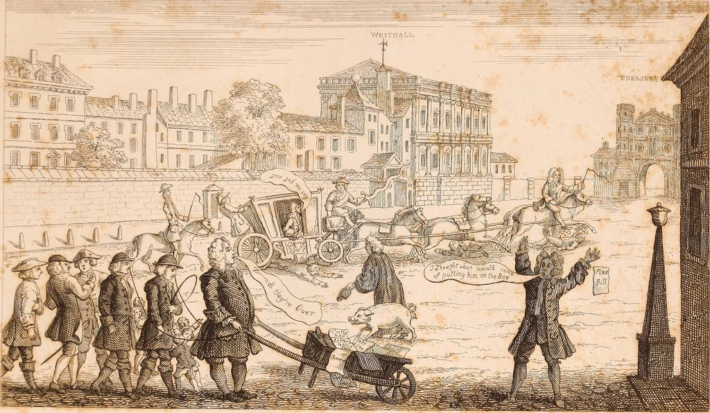 An illustration from England under the house of Hanover; : its history and condition during the reigns of the three Georges, illustrated from the caricatures and satires of the day., 1848, leaf 200