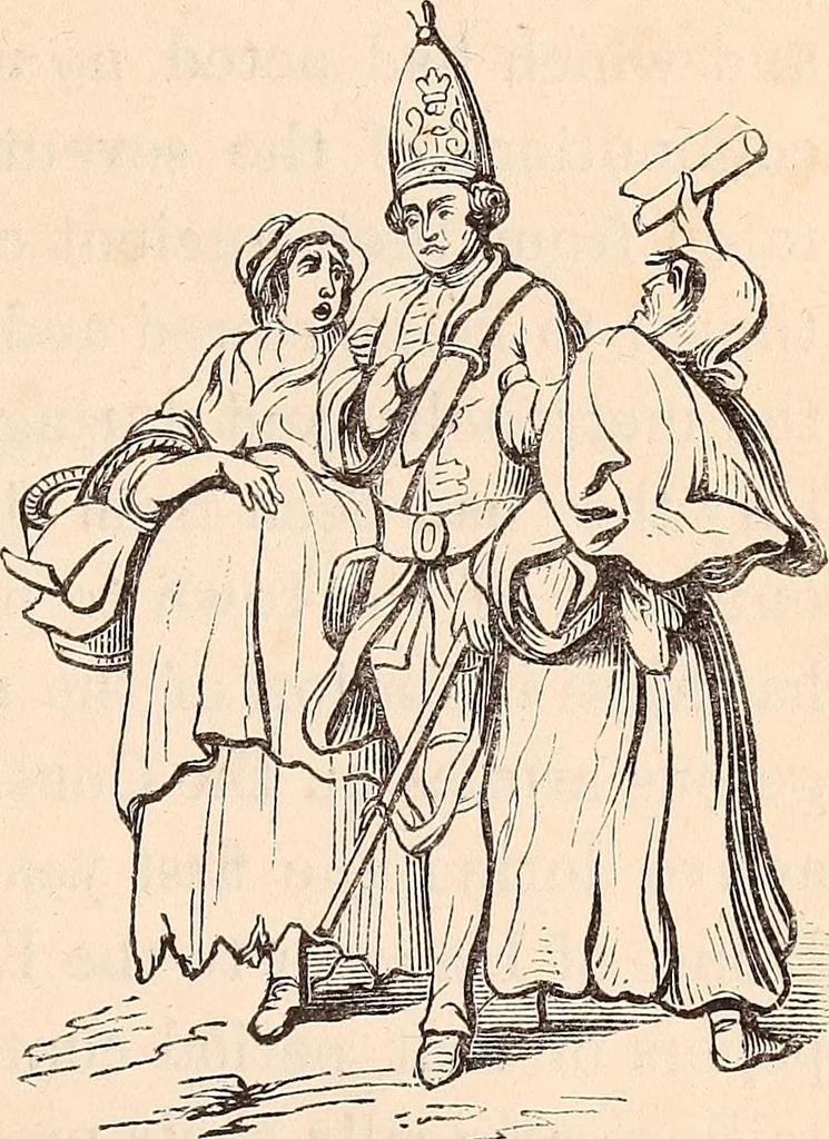 An illustration from England under the house of Hanover; : its history and condition during the reigns of the three Georges, illustrated from the caricatures and satires of the day., 1848, leaf 252