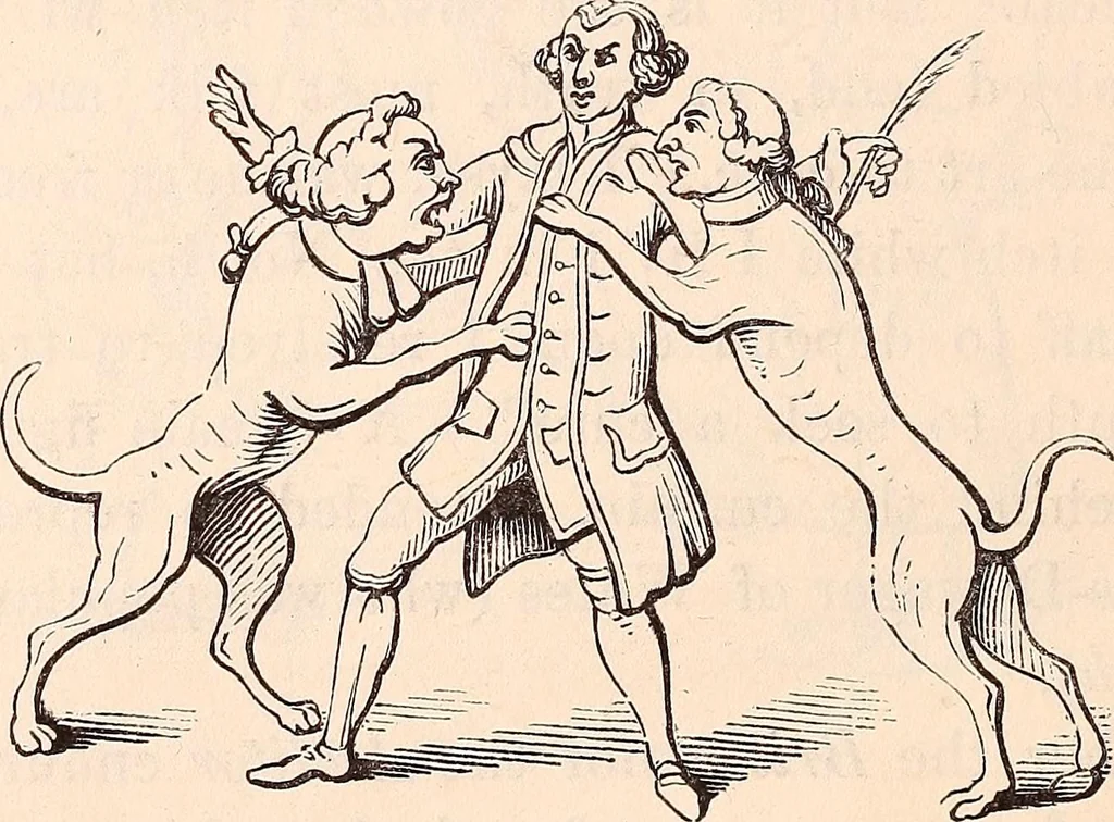 An illustration from England under the house of Hanover; : its history and condition during the reigns of the three Georges, illustrated from the caricatures and satires of the day., 1848, leaf 417