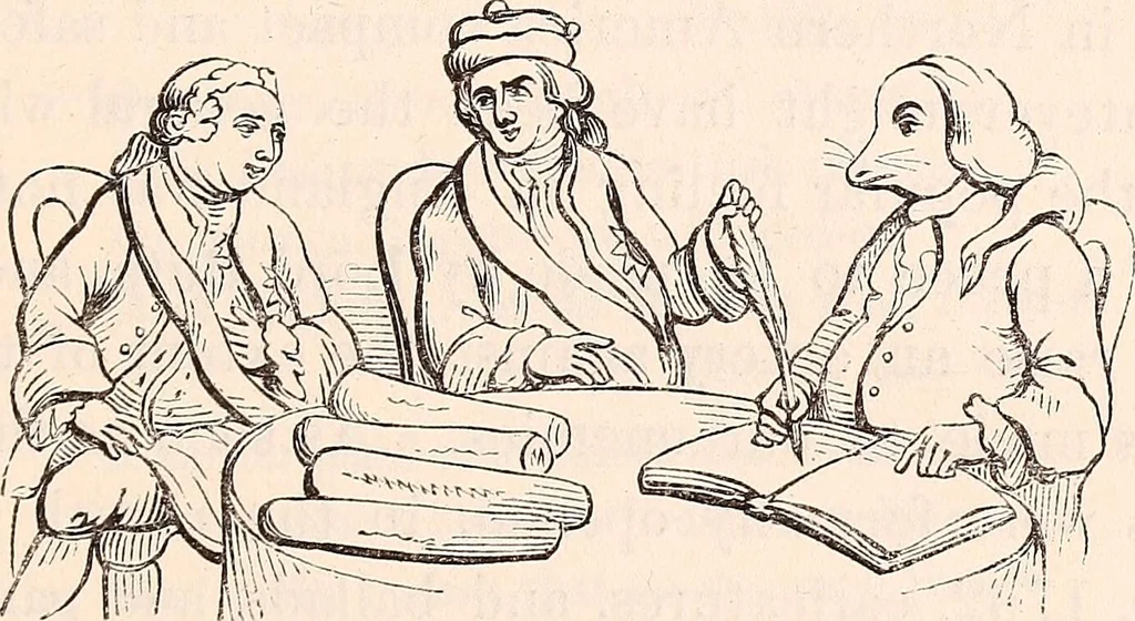 An illustration from England under the house of Hanover; : its history and condition during the reigns of the three Georges, illustrated from the caricatures and satires of the day., 1848, leaf 436