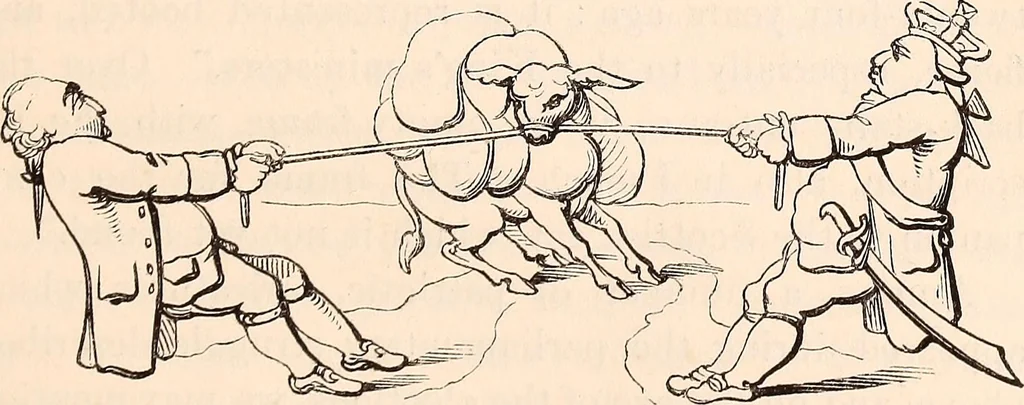 An illustration from England under the house of Hanover; : its history and condition during the reigns of the three Georges, illustrated from the caricatures and satires of the day., 1848, leaf 110