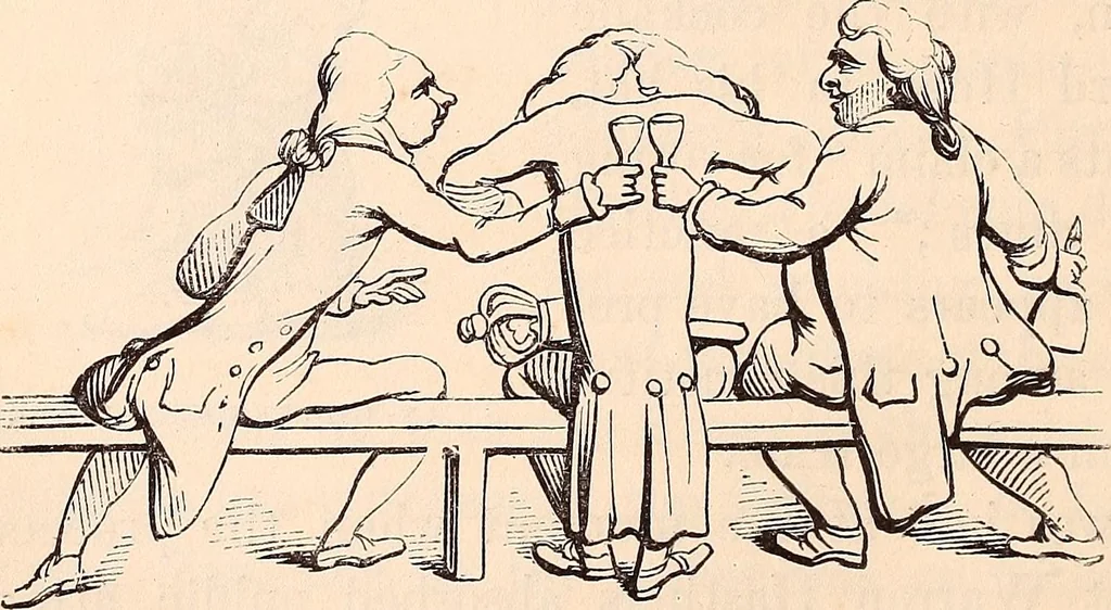 An illustration from England under the house of Hanover; : its history and condition during the reigns of the three Georges, illustrated from the caricatures and satires of the day., 1848, leaf 177