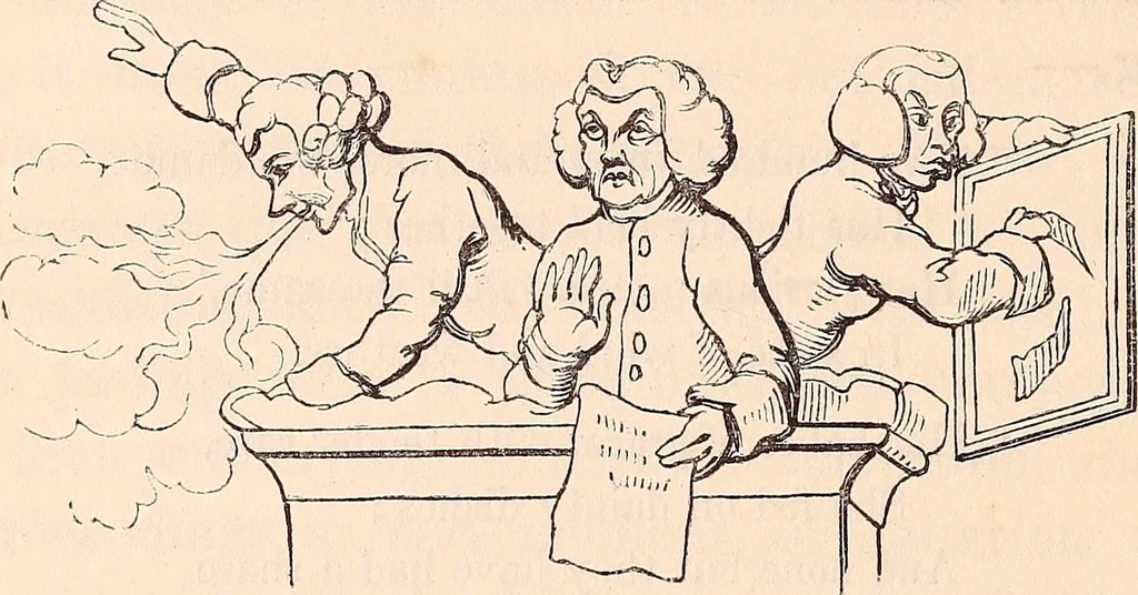 An illustration from England under the house of Hanover; : its history and condition during the reigns of the three Georges, illustrated from the caricatures and satires of the day., 1848, leaf 211