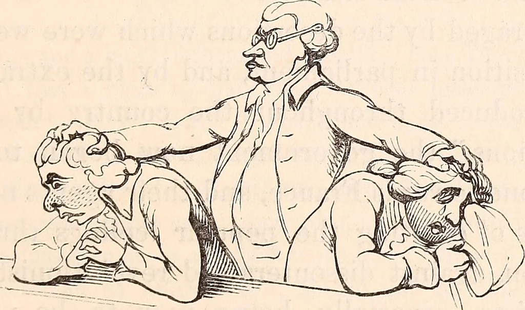 An illustration from England under the house of Hanover; : its history and condition during the reigns of the three Georges, illustrated from the caricatures and satires of the day., 1848, leaf 220