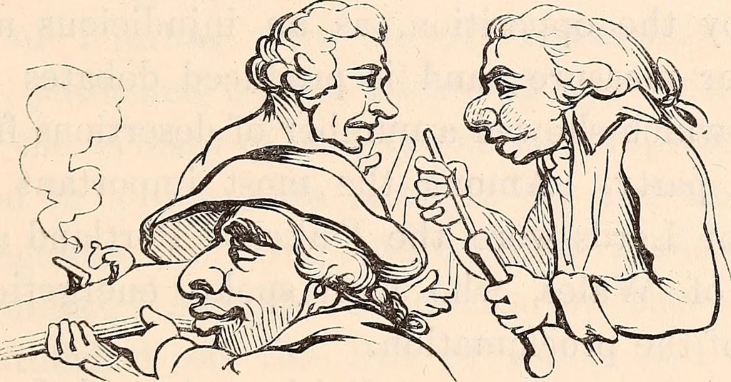 An illustration from England under the house of Hanover; : its history and condition during the reigns of the three Georges, illustrated from the caricatures and satires of the day., 1848, leaf 240