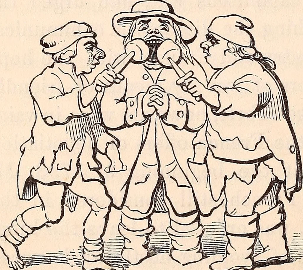 An illustration from England under the house of Hanover; : its history and condition during the reigns of the three Georges, illustrated from the caricatures and satires of the day., 1848, leaf 247