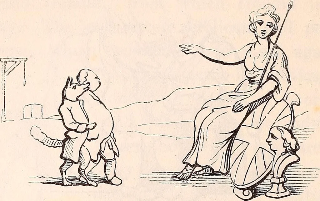 An illustration from England under the house of Hanover; : its history and condition during the reigns of the three Georges, illustrated from the caricatures and satires of the day., 1848, leaf 95
