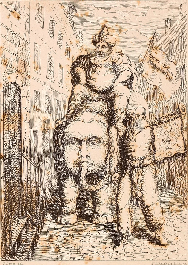 An illustration from England under the house of Hanover; : its history and condition during the reigns of the three Georges, illustrated from the caricatures and satires of the day., 1848, leaf 99