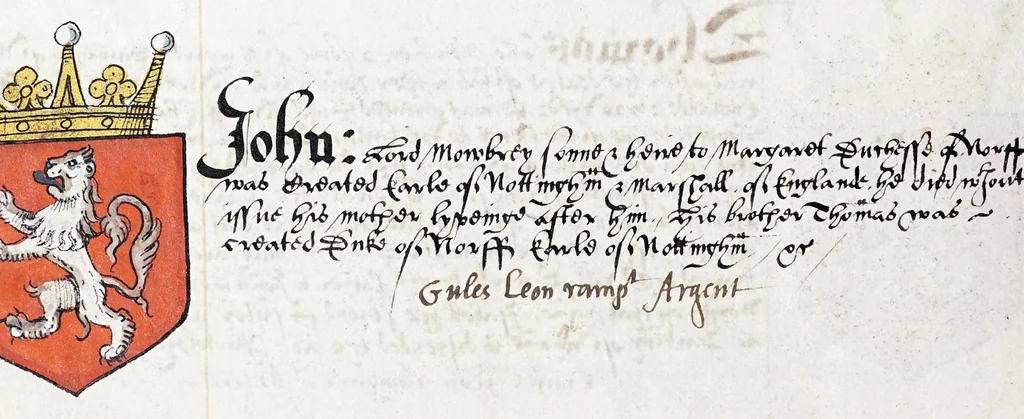 An illustration from English armorial : manuscript, 1603, leaf 102