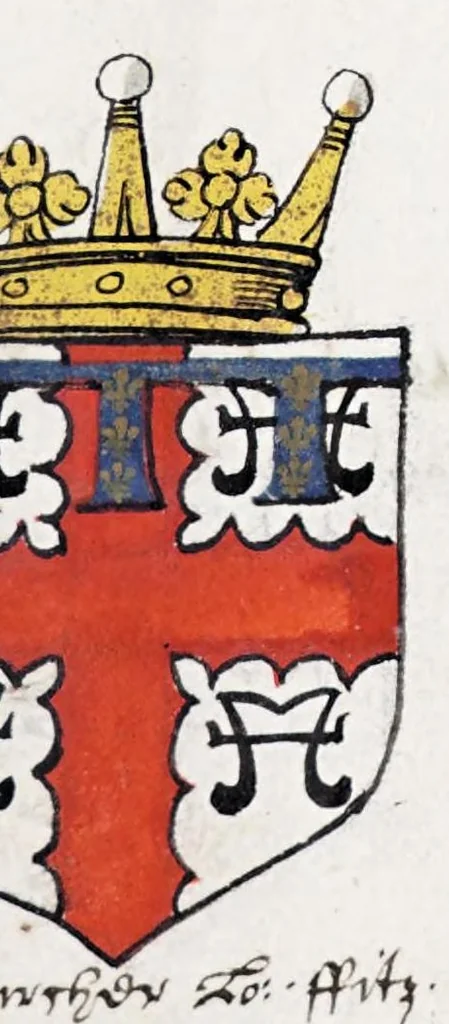 An illustration from English armorial : manuscript, 1603, leaf 155