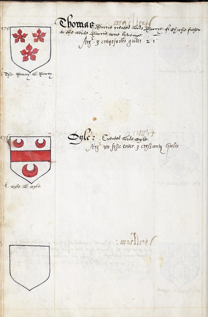 An illustration from English armorial : manuscript, 1603, leaf 172