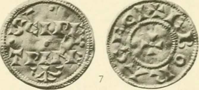 An illustration from A catalogue of English coins in the British museum. Anglo-Saxon series .., 1887, leaf 450