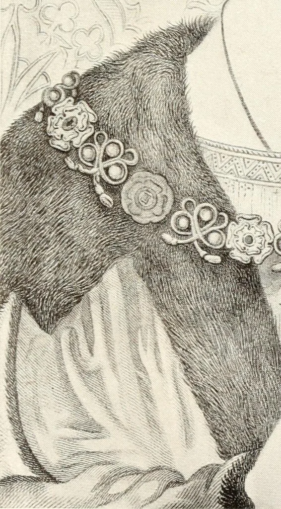 An illustration from English costume from prehistoric times to the end of the eighteenth century, 1910, leaf 143
