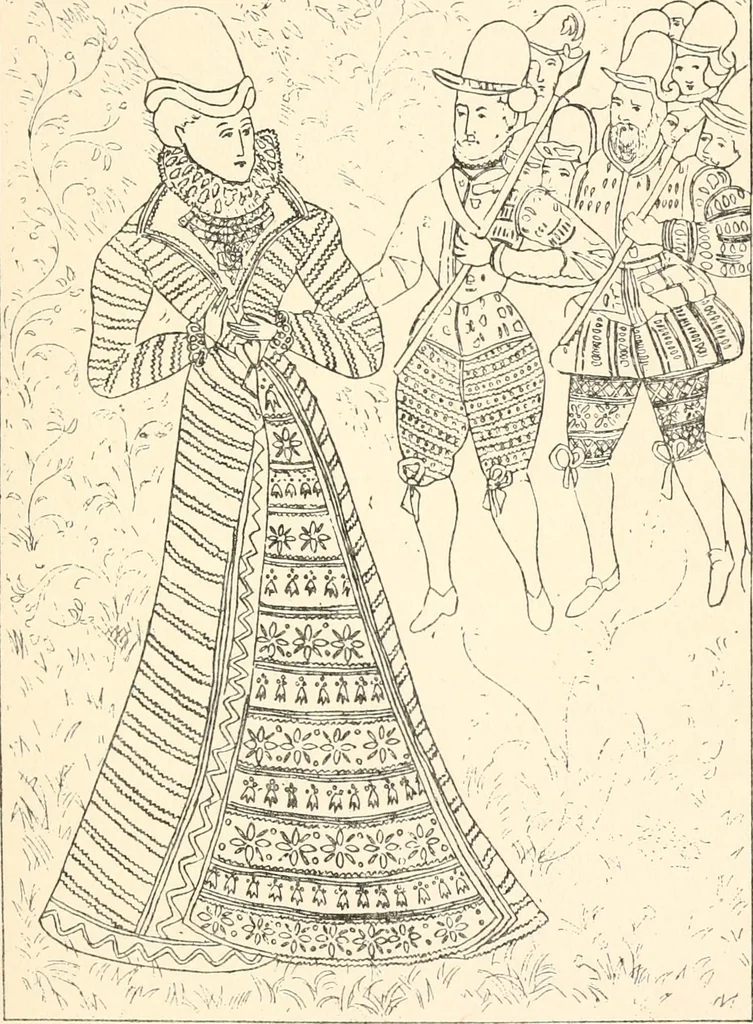 An illustration from English costume from prehistoric times to the end of the eighteenth century, 1910, leaf 163