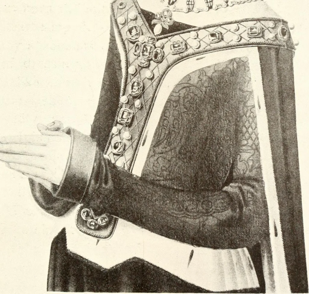 An illustration from English costume from prehistoric times to the end of the eighteenth century, 1910, leaf 265