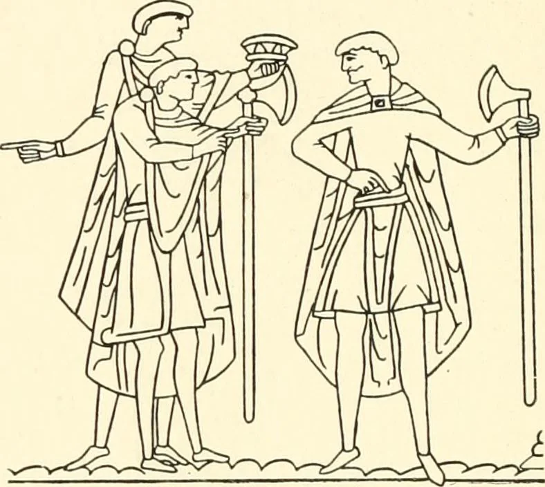 An illustration from English costume from prehistoric times to the end of the eighteenth century, 1910, leaf 82