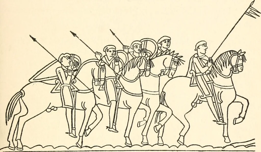 An illustration from English costume from prehistoric times to the end of the eighteenth century, 1910, leaf 83