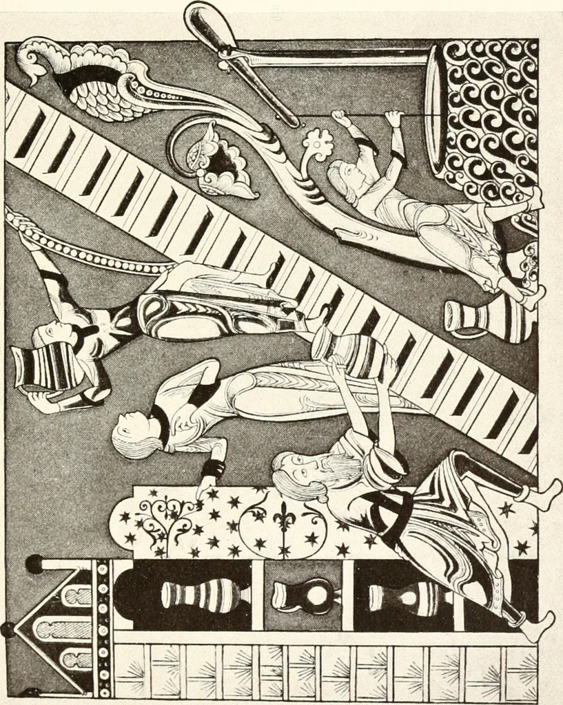 An illustration from English costume from prehistoric times to the end of the eighteenth century, 1910, leaf 85