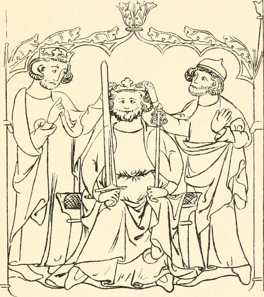 An illustration from English costume from prehistoric times to the end of the eighteenth century, 1910, leaf 95