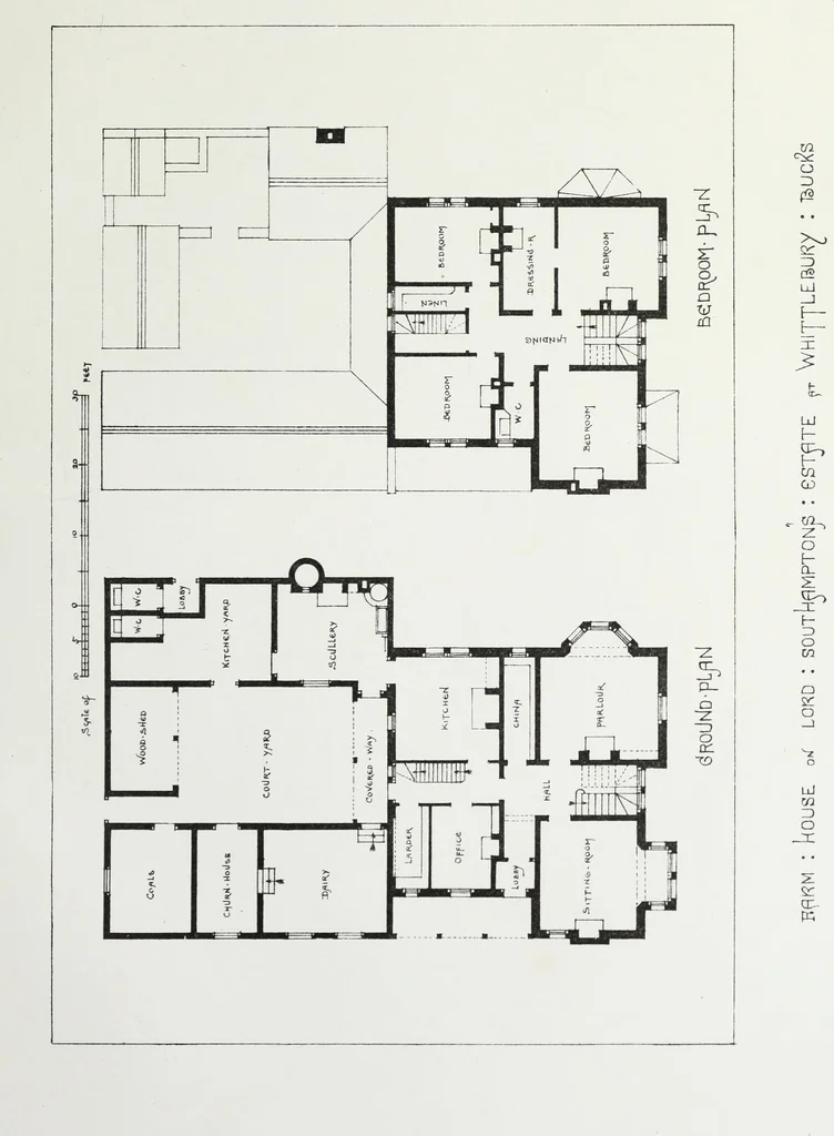 An illustration from English country houses. Forty-five views and plans of recently erected mansions, private residences, parsonage-houses, farm-houses, lodges, and cottages: with a practical treatise on house-building, 1870, leaf 121