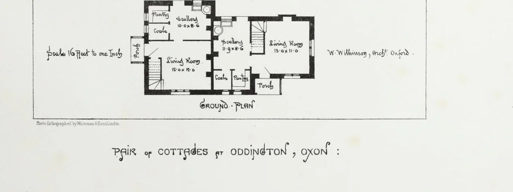 An illustration from English country houses. Forty-five views and plans of recently erected mansions, private residences, parsonage-houses, farm-houses, lodges, and cottages: with a practical treatise on house-building, 1870, leaf 175