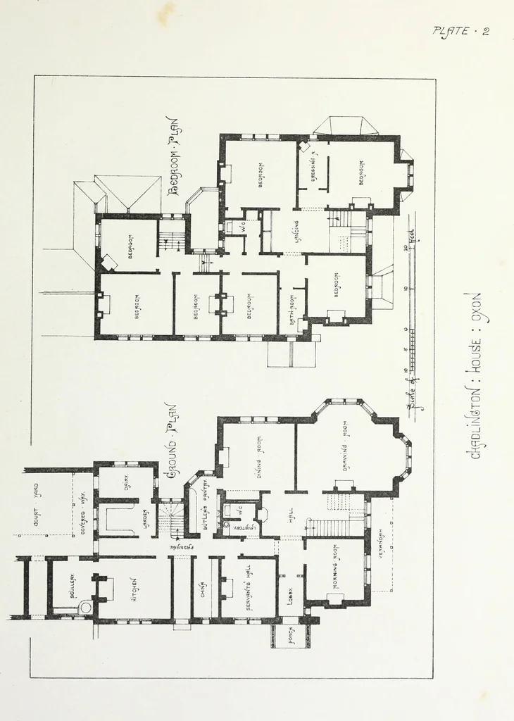 An illustration from English country houses. Forty-five views and plans of recently erected mansions, private residences, parsonage-houses, farm-houses, lodges, and cottages: with a practical treatise on house-building, 1870, leaf 49