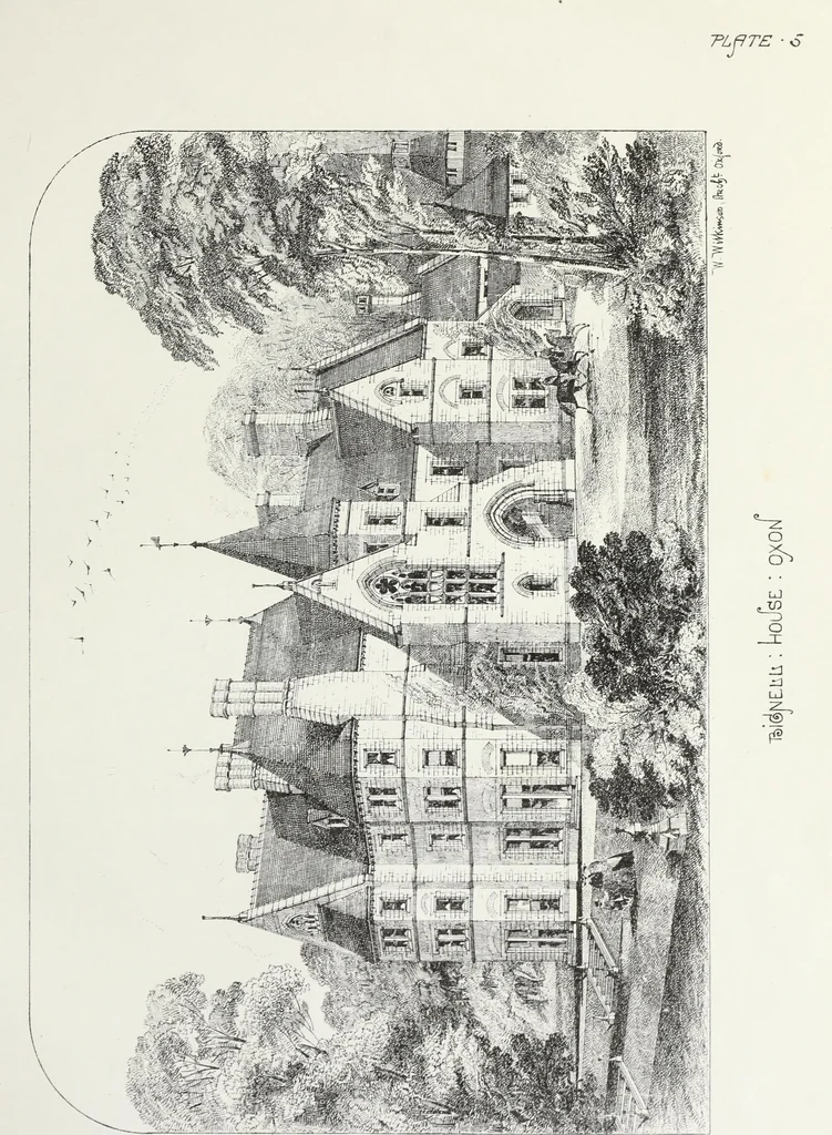 An illustration from English country houses. Forty-five views and plans of recently erected mansions, private residences, parsonage-houses, farm-houses, lodges, and cottages: with a practical treatise on house-building, 1870, leaf 59