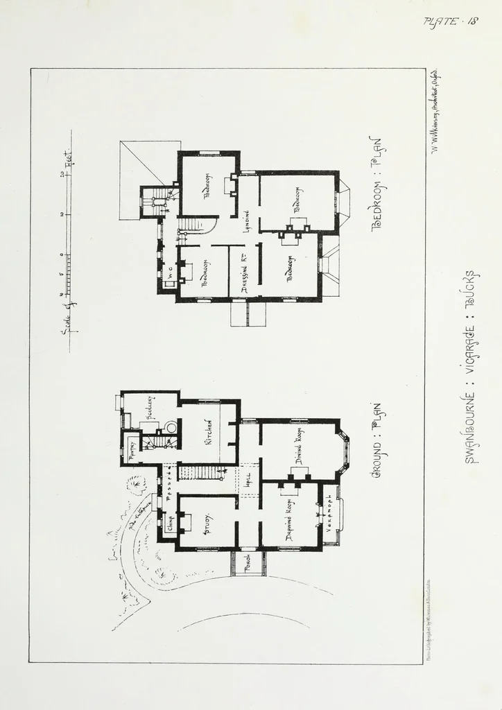 An illustration from English country houses. Forty-five views and plans of recently erected mansions, private residences, parsonage-houses, farm-houses, lodges, and cottages: with a practical treatise on house-building, 1870, leaf 99