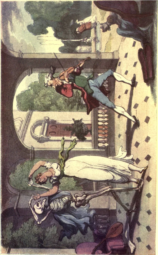 An illustration from The english dance of death, from the designs of Thomas Rowlandson. With metrical illus. by the author of "Doctor Syntaz", 1903, leaf 154