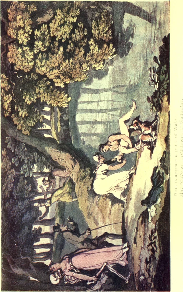 An illustration from The english dance of death, from the designs of Thomas Rowlandson. With metrical illus. by the author of "Doctor Syntaz", 1903, leaf 162