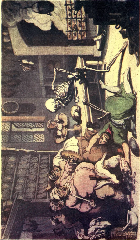An illustration from The english dance of death, from the designs of Thomas Rowlandson. With metrical illus. by the author of "Doctor Syntaz", 1903, leaf 171