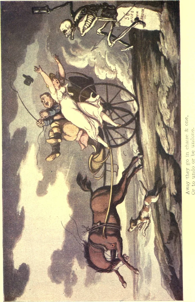 An illustration from The english dance of death, from the designs of Thomas Rowlandson. With metrical illus. by the author of "Doctor Syntaz", 1903, leaf 178